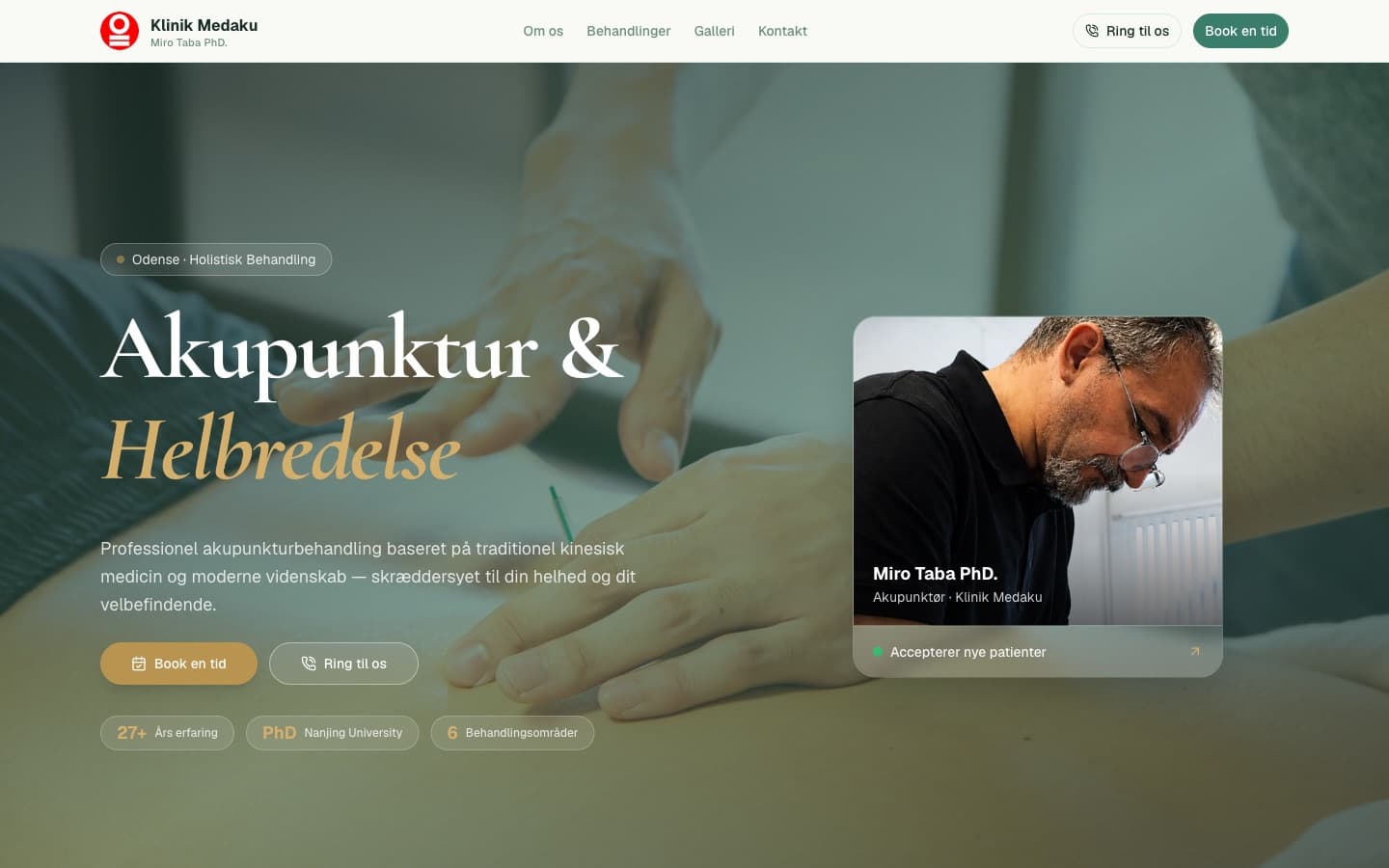 Klinik Medaku — hjemmeside til akupunkturklinik i Odense, bygget af Handover