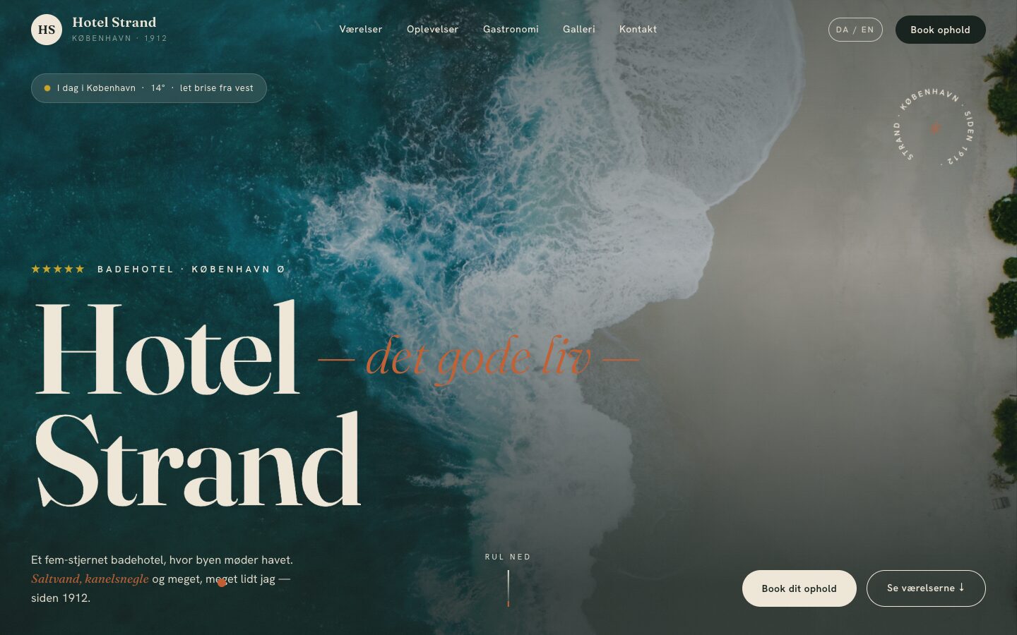 Demo af Hotel Strand, et badehotel med værelser og direkte booking